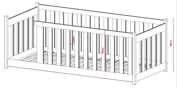 Legno Dětská postel s ohrádkou Koncept grafit Rozměr (cm): 90x190