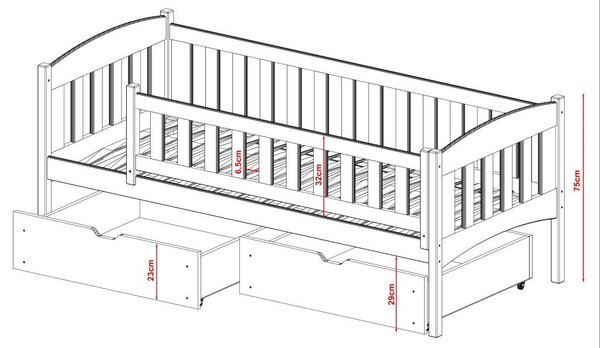 Legno Dětská postel Gustav šedá Rozměr (cm): 80x160