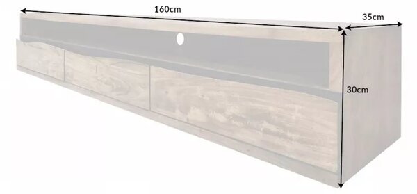 Závěsný televizní stolek MAMMUT 160 CM masiv akácie honey Nábytek | Obývací pokoj | Televizní stolky