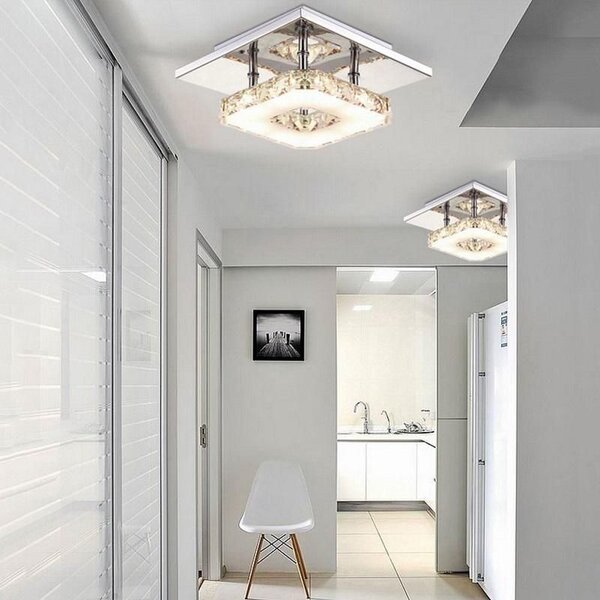 Toolight Křišťálová stropní lampa Square Plafon Glamour 8W -Teplá bílá 3000K - APP405-C APP406-C
