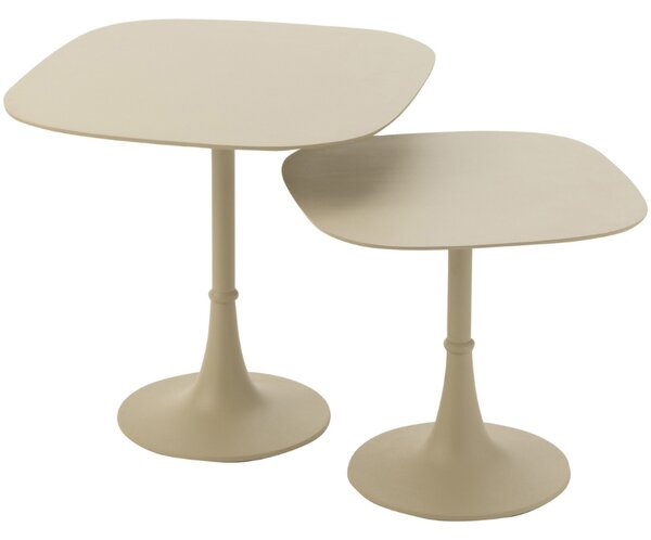 Set dvou béžových kovových odkládacích stolků J-line Iwore 41/49,5 cm