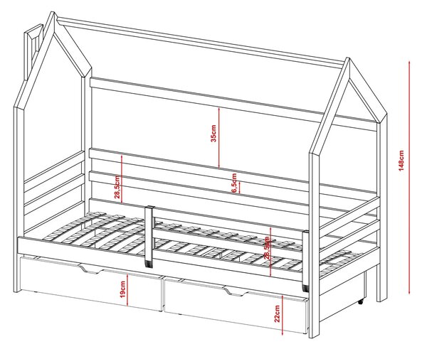 Legno Dětská postel ve tvaru domku Lilly šedá Rozměr (cm): 80x160