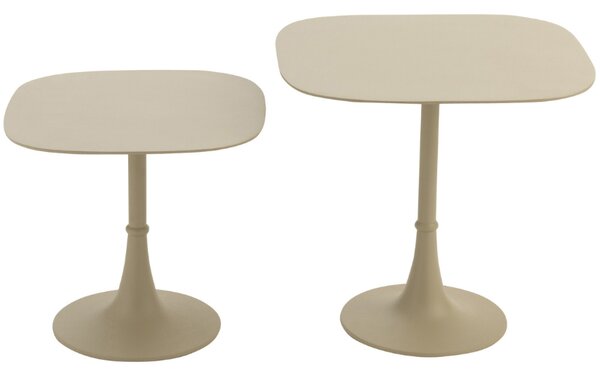 Set dvou béžových kovových odkládacích stolků J-line Iwore 41/49,5 cm