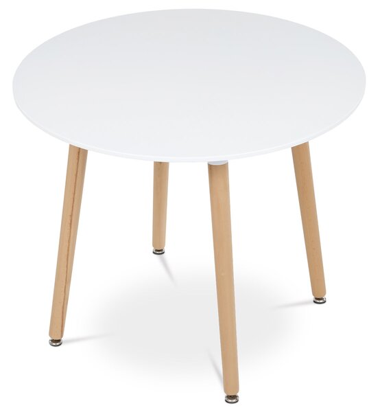 Vikio Stůl jídelní 90x90 cm bílý lak dřevěné nohy AJS140B