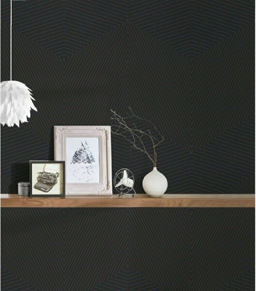 A.S. Création | Vliesová tapeta na zeď Daniel Hechter 37522-6 | 0,53 x 10,05 m | černá, metalická