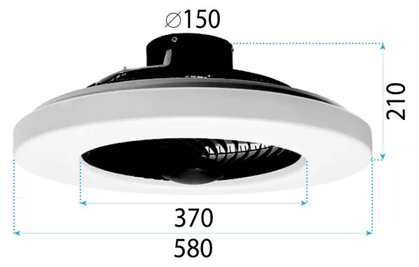 Toolight Stropní osvětlení s ventilátorem Černé APP1552-C