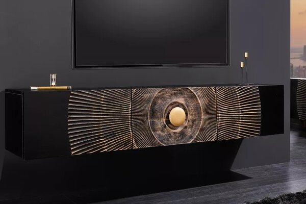 Závěsný televizní stolek GOLDEN SUNSET 160 CM masiv mango Nábytek | Obývací pokoj | Televizní stolky