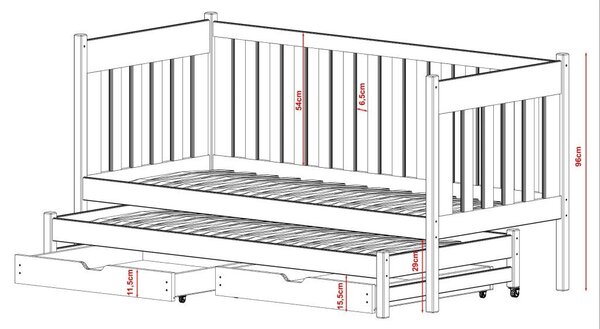 Legno Dětská rozkládací postel Karla šedá Rozměr (cm): 80x160