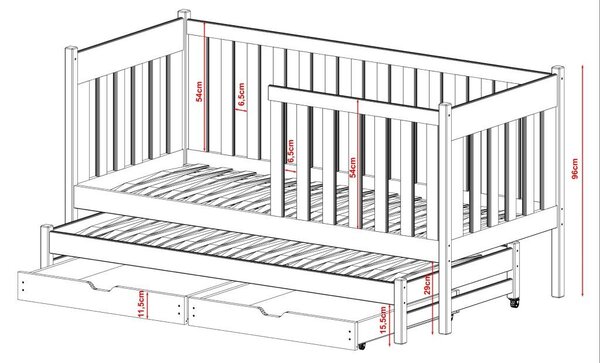 Legno Dětská rozkládací postel Karla šedá Rozměr (cm): 80x160
