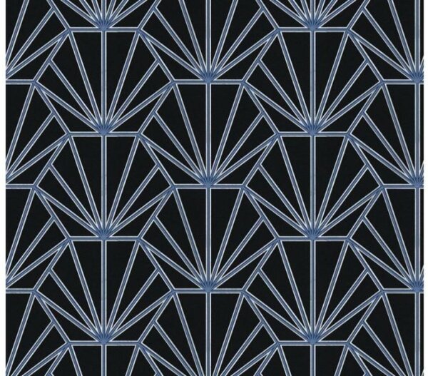 A.S. Création | Vliesová tapeta na zeď Daniel Hechter 37528-2 | 0,53 x 10,05 m | modrá, černá, metalická