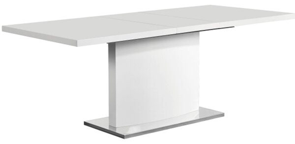 TEMPO Rozkládací jídelní stůl, bílá vysoký lesk HG, 160-200x90 cm, KORINTOS