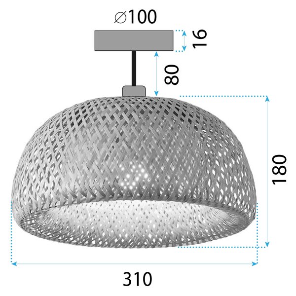 Toolight Toolight, stropní svítidlo 1xE27 APP1577-5C, přírodní hnědá, OSW-03618
