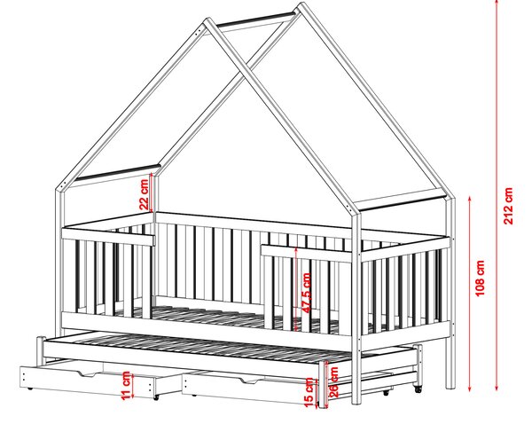 Legno Dětská rozkládací postel Magda bílá Rozměr (cm): 80x180
