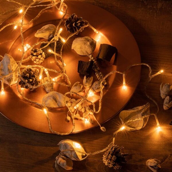 Sada vánočních LED řetězů 10 m, 100 LED, teplá bílá, 2 ks