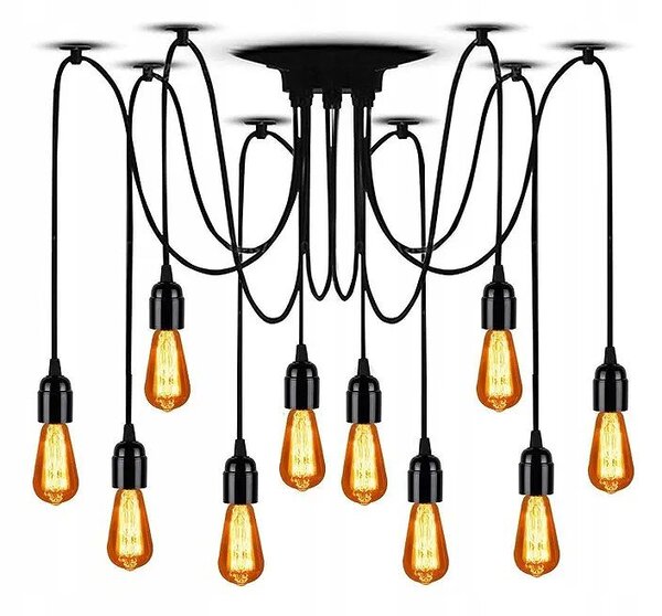 Toolight - Stropní lampa Spider 10xE27, černá, OSW-00019