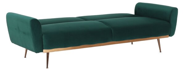 KONDELA Rozkládací pohovka, smaragdová Velvet látka, FASTA