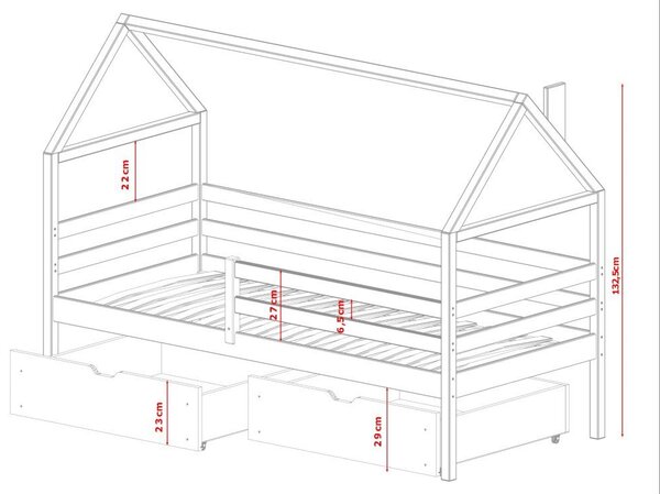Legno Dětská postel ve tvaru domku Arnie šedá Rozměr (cm): 80x160