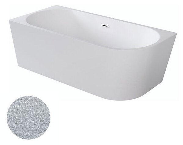 Besco Akrylátová volně stojící rohová vana Zoya Glam S 150x75 (170x80) bílá/stříbrná Rozměry (cm): 170x80, Typ a barva výpustě: Click-Clack s přepadem, grafit, Orientace: Levá