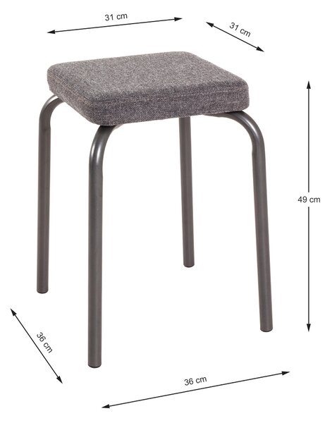 STOHOVATELNÁ STOLIČKA, kov, textil, 36/49/36 cm Carryhome - Taburety