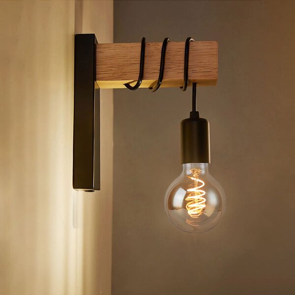 Toolight Toolight, nástěnná lampa 1xE27 APP972-1W LINE, černá-hnědá, OSW-03241
