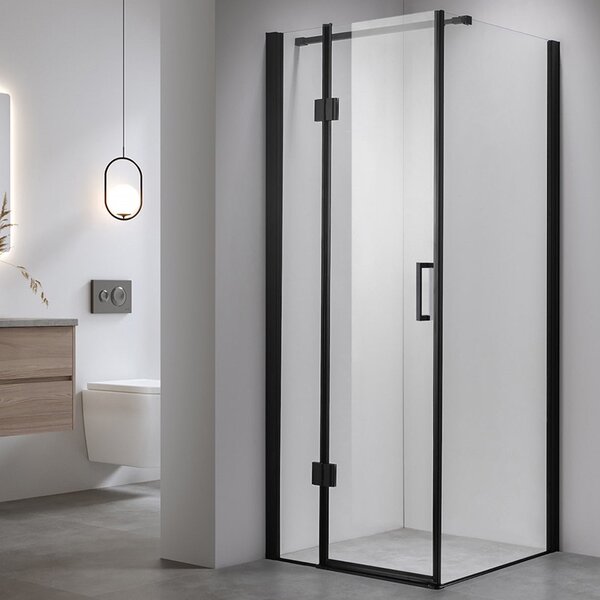 BPS-koupelny Čtvercový sprchový kout HYD-SK1390A 80x80 černá/transparent + vanička HYD-SSV-SXL02A černá