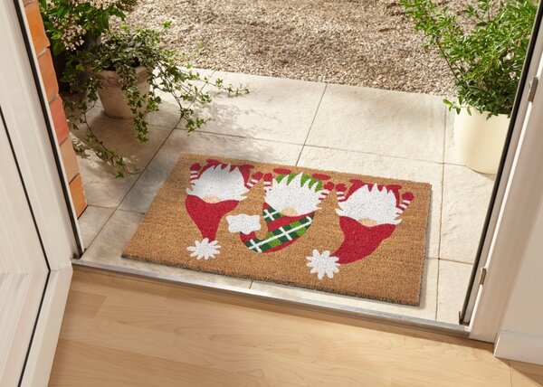 Hanse Home, Rohožka 3 vánoční trpaslíci 105674 - na ven i na doma, 45x75, červená, chodba / předsíň