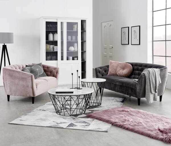 POHOVKA CHESTERFIELD, textil, tmavě šedá Ambia Home - Pohovky