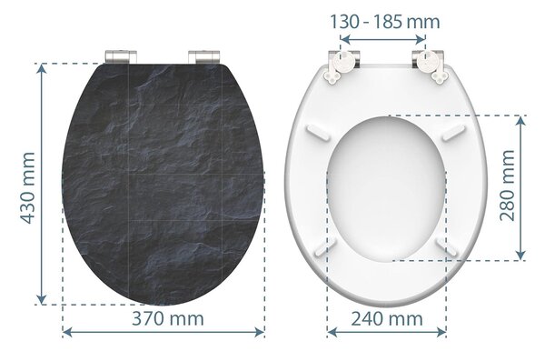Eisl Sanitär WC prkénko MDF Soft Close Black Stone High Gloss 80535