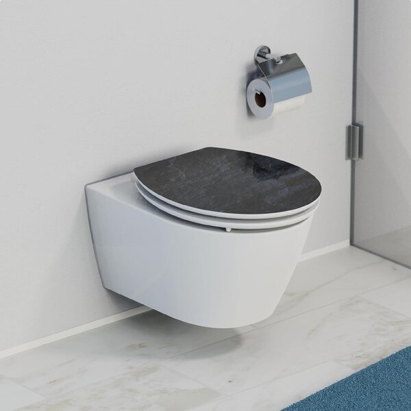 Eisl Sanitär WC prkénko MDF Soft Close Black Stone High Gloss 80535