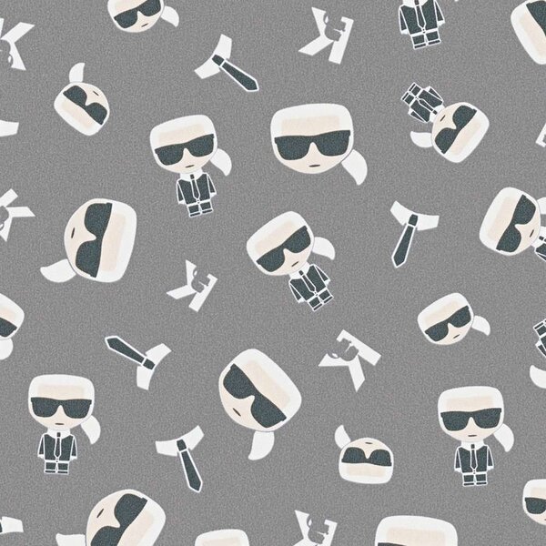 A.S. Création | Vliesová tapeta na zeď Karl Lagerfeld 37843-2 | 0,53 x 10,05 m | bílá, černá, šedá