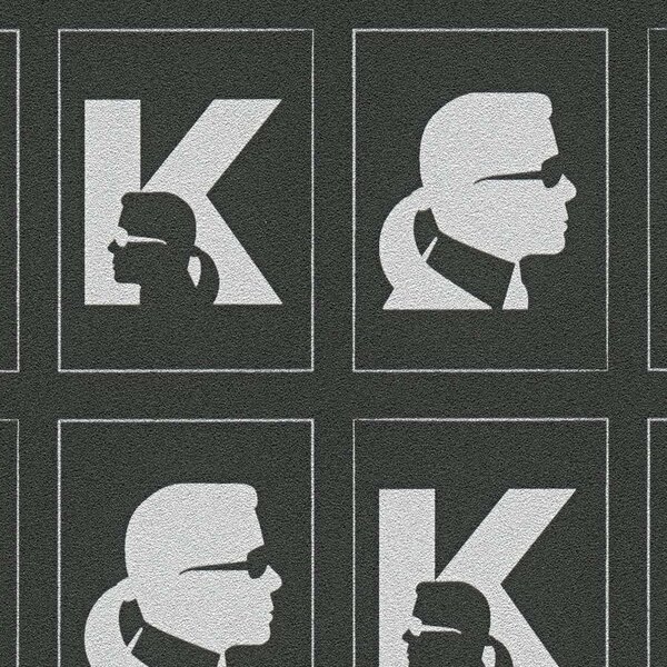 A.S. Création | Vliesová tapeta na zeď Karl Lagerfeld 37842-3 | 0,53 x 10,05 m | černá, metalická, šedá