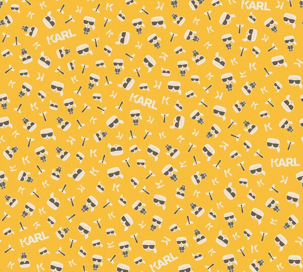 A.S. Création | Vliesová tapeta na zeď Karl Lagerfeld 37843-4 | 0,53 x 10,05 m | bílá, černá, žlutá