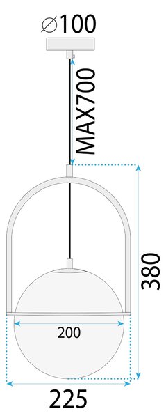 Toolight Moderní závěsné osvětlení Ball 1 APP1674-1CP zlatá/bílá