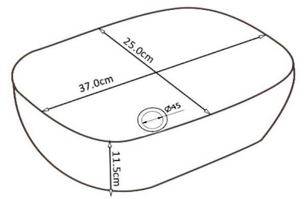 BPS-koupelny Keramické umyvadlo na desku HYD-MO-BL-370 37x25 cm, černé
