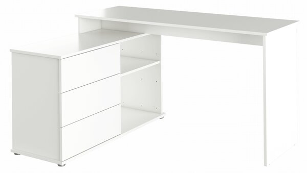 KONDELA Univerzální rohový PC stůl, bílá, TERINO