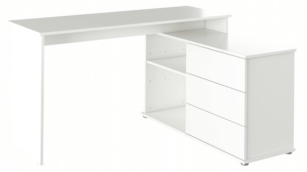 KONDELA Univerzální rohový PC stůl, bílá, TERINO