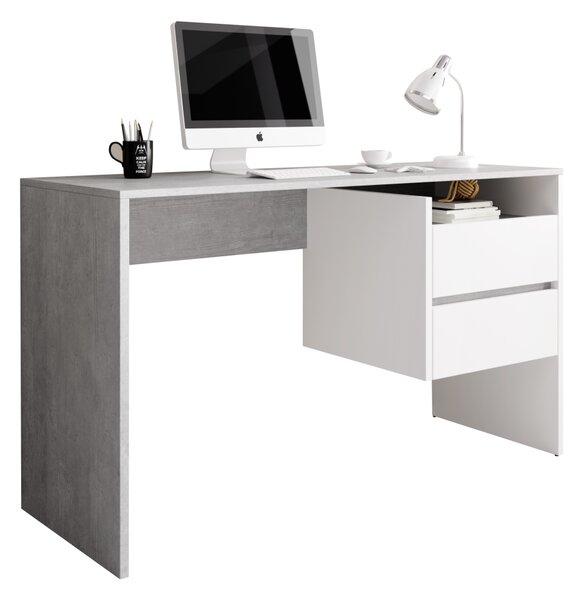 PC stůl, beton/bílý mat, TULIO