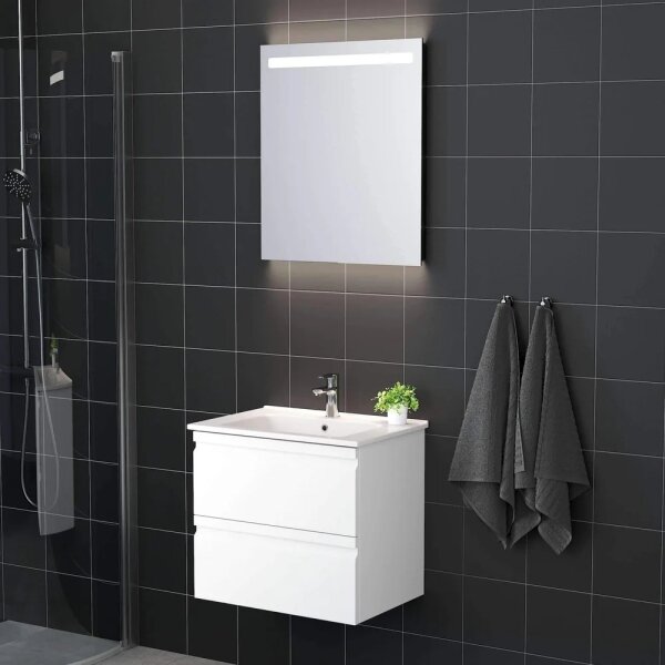 Koupelnová skříňka s umyvadlem VEDO + LED zrcadlo LED/10W/230V IP44 bílá