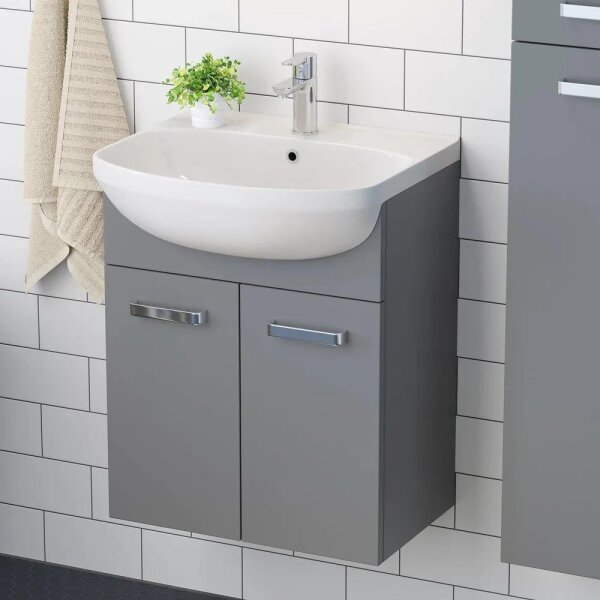 Koupelnová skříňka s umyvadlem Vang + LED zrcadlová skříňka 230V IP44 šedá