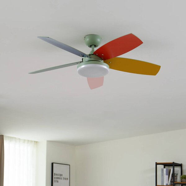 Lindby LED stropní ventilátor Jonte, dřevo, DC, tichý, Ø 106 cm, stmívatelný, Vícebarevná, Obývací pokoj / jídelna, kov, Moderní