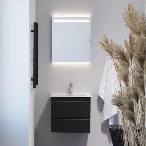 Koupelnová skříňka s umyvadlem VEDO + LED zrcadlo LED/10W/230V IP44 černá
