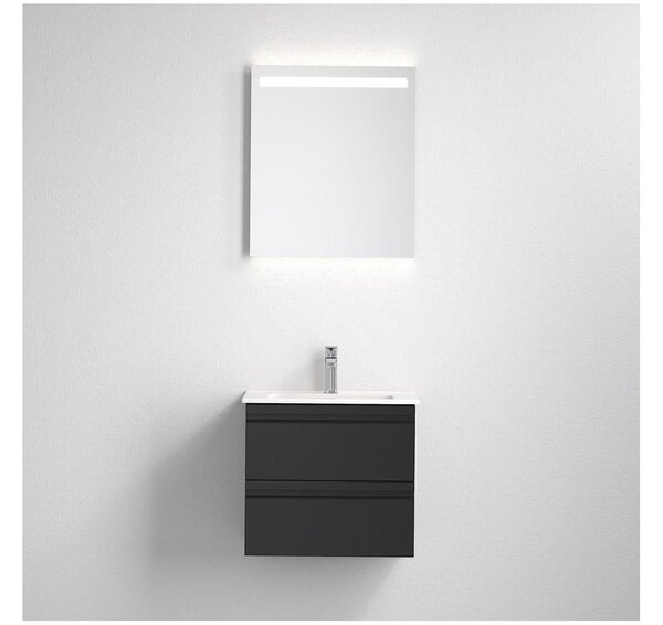 Koupelnová skříňka s umyvadlem VEDO + LED zrcadlo LED/10W/230V IP44 černá