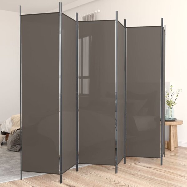 6dílný paraván antracitový 300x220 cm textil