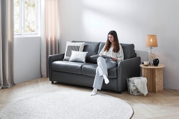 ROZKLÁDACÍ POHOVKA S MATRACÍ, textil, kůže, tmavě šedá Xora - Rozkládací sedačky