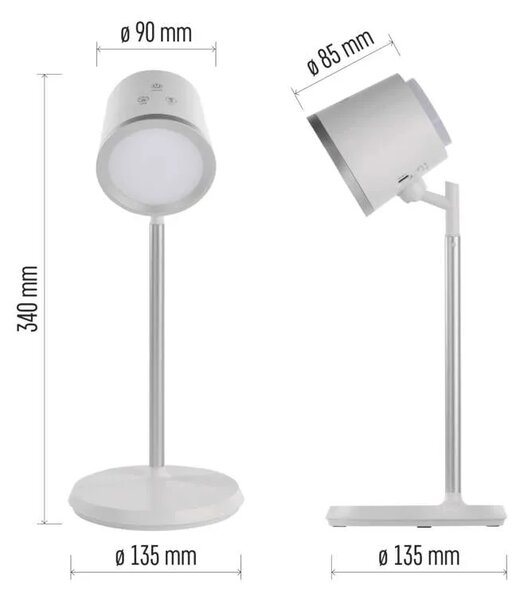 EMOS LED stolní lampa ABBIE, nabíjecí, bílá 1538200300