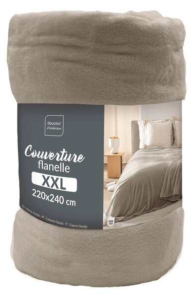 Taupe deka z mikroflanelu 220x240 cm Flanou – douceur d'intérieur