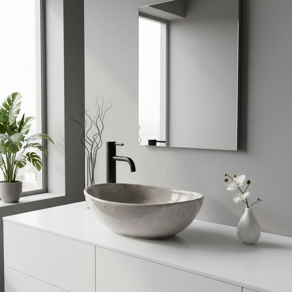 Keramické umyvadlo na desku REA SOFIA Mini 35x26, mramor