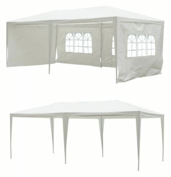 KONDELA Zahradní párty stan, bílá, 3x6 m, TEKNO TYP 2