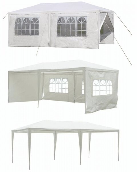 KONDELA Zahradní párty stan, bílá, 3x6 m, TEKNO TYP 2