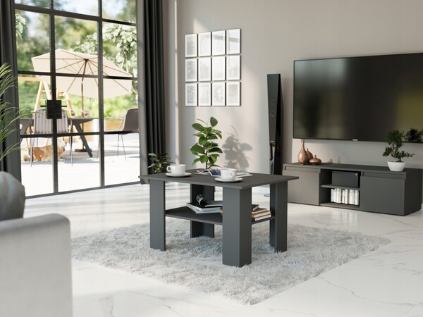 Konferenční stolek Framire obdélníkový 80 x 60 x 55 cm antracit